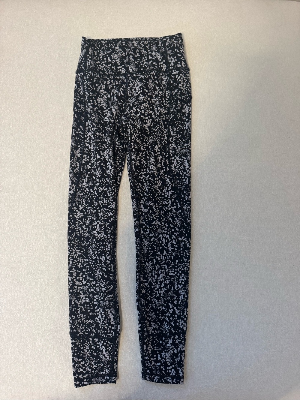 lululemon athletica Black Leggings with White  Dot Print